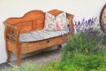 Hand crafted wooden settee, vintage style