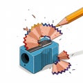 A hand-cranked pencil sharpener in a bright blue hue forms the Royalty Free Stock Photo