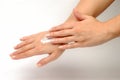 Hand cream on hand Royalty Free Stock Photo