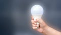 Creative, new ideas and innovation, smart school concept. Kids Hand holding light bulb. Innovative technology in science Royalty Free Stock Photo