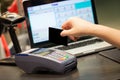 Hand With Credit Card Swipe Through Terminal For Sale