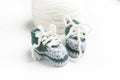 Hand crocheted baby shoes with wool