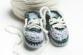 Hand crocheted baby shoes with wool