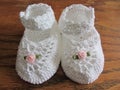 Hand Crocheted Mary Jane Girl Baby Booties
