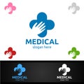 Hand Cross Medical Hospital Logo for Emergency Clinic Drug store or Volunteers Royalty Free Stock Photo