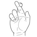 Hand with crossed fingers vector illustration