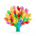 Hand crowd child human background illustration fun colorful silhouette children group volunteer joy