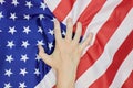 Hand crumpled national USA american flag