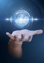 Hand With Cryptocurrency Hologram Royalty Free Stock Photo