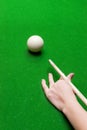Hand with cue ready to hit Royalty Free Stock Photo