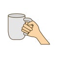 Hand with cup of coffee with white background Royalty Free Stock Photo