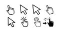 Hand cursor and arrow pointer icons vector set for user interface design and navigation elements Royalty Free Stock Photo
