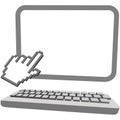 Hand cursor click on 3D computer monitor keyboard Royalty Free Stock Photo