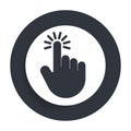 Hand cursor click icon flat vector round button clean black and white design concept isolated illustration Royalty Free Stock Photo