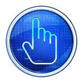 Hand cursor click icon futuristic blue round button vector illustration Royalty Free Stock Photo