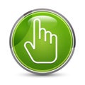 Hand cursor click icon elegant green round button vector illustration Royalty Free Stock Photo