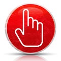 Hand cursor click icon metallic grunge abstract red round button illustration Royalty Free Stock Photo