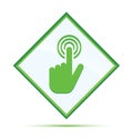 Hand cursor click icon modern abstract green diamond button Royalty Free Stock Photo