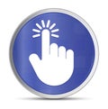 Hand cursor click icon prime blue round button vector illustration design silver frame push button Royalty Free Stock Photo