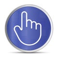 Hand cursor click icon prime blue round button vector illustration design silver frame push button Royalty Free Stock Photo