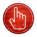 Hand cursor click icon realistic diagonal motion red round button illustration Royalty Free Stock Photo