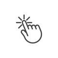 Hand cursor click. Web icon for sites and apps interfaces, online stores. Computer mouse pointer. Internet tap sign