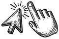 Hand cursor clicking arrow pointer icon doodle sketch, digital interaction and web navigation symbol, AI Generative Royalty Free Stock Photo