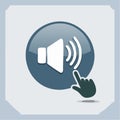 Hand Cursor Clicking a Speaker Icon Royalty Free Stock Photo