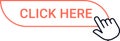 Hand cursor clicking on a vibrant click here button, enhancing online engagement and facilitating seamless website