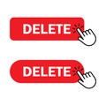 Hand cursor clicks Delete button