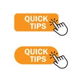 Hand cursor clicks Quick tips button Royalty Free Stock Photo