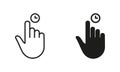 Hand Cursor, Computer Mouse Line and Silhouette Black Icon Set. Finger Pointer with Clock Pictogram. Click, Press, Tap Royalty Free Stock Photo