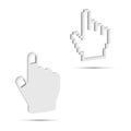 Hand Cursor 3D Vector Icons. Smooth and Pixel White Vector Hands. Design Elements Set for You Design