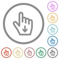 Hand cursor down outline flat icons with outlines Royalty Free Stock Photo
