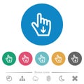 Hand cursor down outline flat round icons Royalty Free Stock Photo