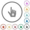 Hand cursor down solid flat icons with outlines Royalty Free Stock Photo