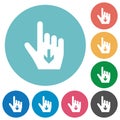 Hand cursor down solid flat round icons Royalty Free Stock Photo