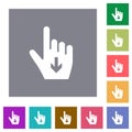 Hand cursor down solid square flat icons Royalty Free Stock Photo