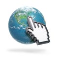 Hand cursor on Earth Royalty Free Stock Photo