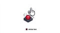 Hand cursor finger pressing a big red emergency button icon Royalty Free Stock Photo