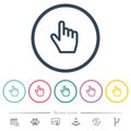 Hand cursor flat color icons in round outlines Royalty Free Stock Photo