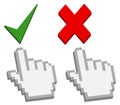 Hand cursor on good and bad button