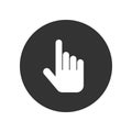 Hand cursor icon, white isolated on black background, vector illustration. Royalty Free Stock Photo