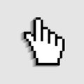 Hand cursor icon. Finger - pointer of mouse. Pixel icon in form hand cursor for click in web, computer and internet. Graphic Royalty Free Stock Photo