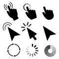 Hand cursor icon. Internet technology. Click arrow. Push touch screen. Stock image. Royalty Free Stock Photo