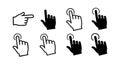 Hand cursor icons and pointer symbols set in black and white vector design for user interface and navigation Royalty Free Stock Photo