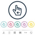 Hand cursor left outline flat color icons in round outlines Royalty Free Stock Photo