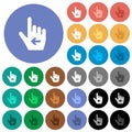Hand cursor left solid round flat multi colored icons Royalty Free Stock Photo