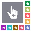 Hand cursor left solid square flat icons Royalty Free Stock Photo
