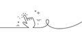 Hand cursor line icon. Click action sign. Continuous line with curl. Vector Royalty Free Stock Photo